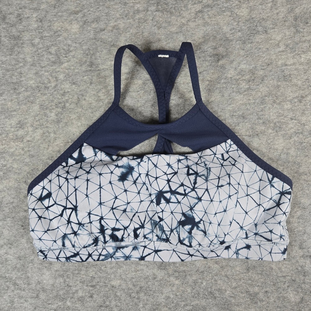 Lululemon Womens Navy Shibori Free To Be Serene High Neck Sports Bra 6
